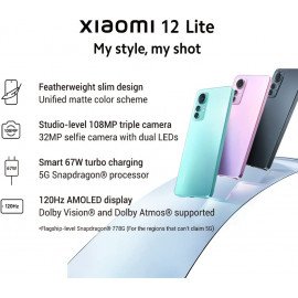 Xiaomi 12 Lite 5G (Lite Pink 8GB RAM, 256 Storage) - Featherweight slim design | Studio-level 108MP triple camera | Smart 67W turbo charging | 120Hz AMOLED display