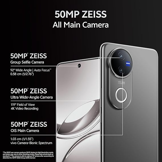 Vivo V50 5G rear camera system with 50 MP main lens and 8 MP ultra-wide sensor — showcased by the Best IT & Electronics online store Vivo V50 5G rear camera system with 50 MP main lens and 8 MP ultra-wide sensor — showcased by the Best IT & Electronics online store